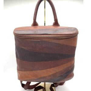 Backpack Brown Leather Patchwork Handbag Multi Art Wear Anthropologie Matisse